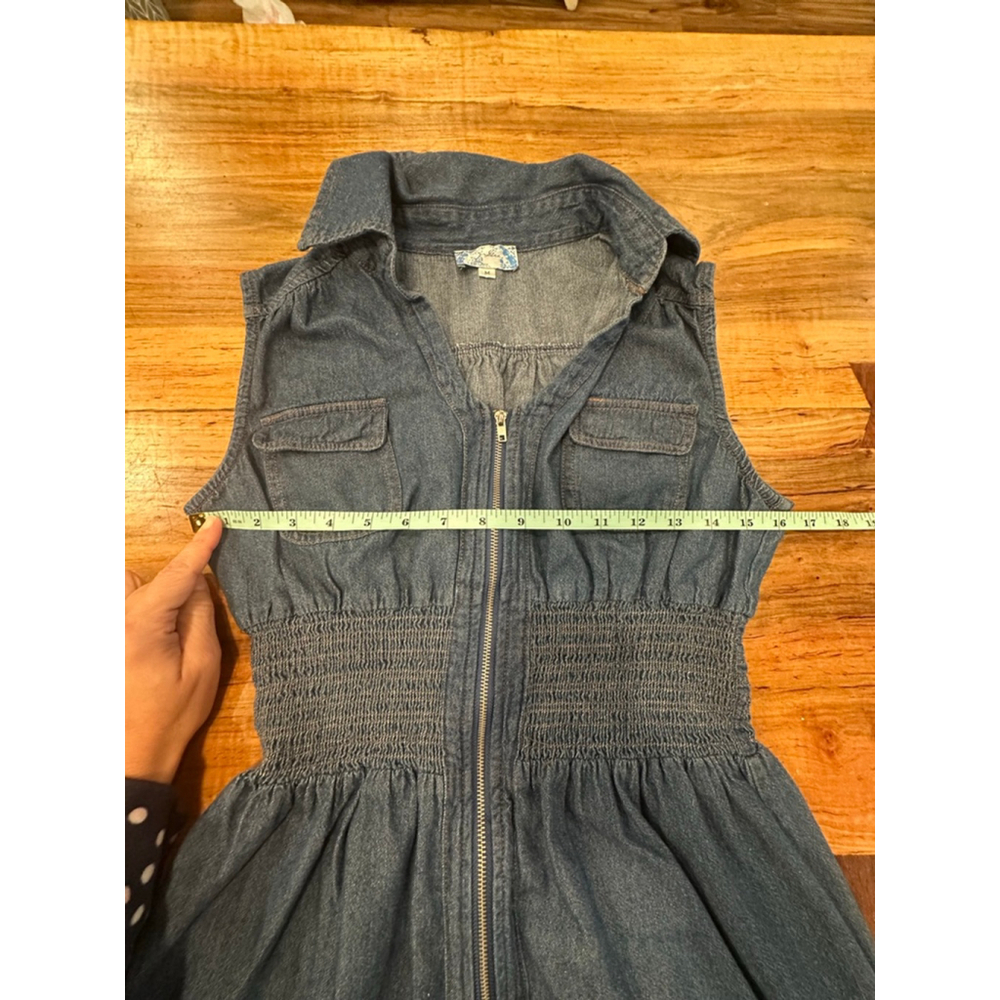 J. Gee Denim Mini Dress Medium Blue Sleeveless Zip Y2K - Picture 8 of 10